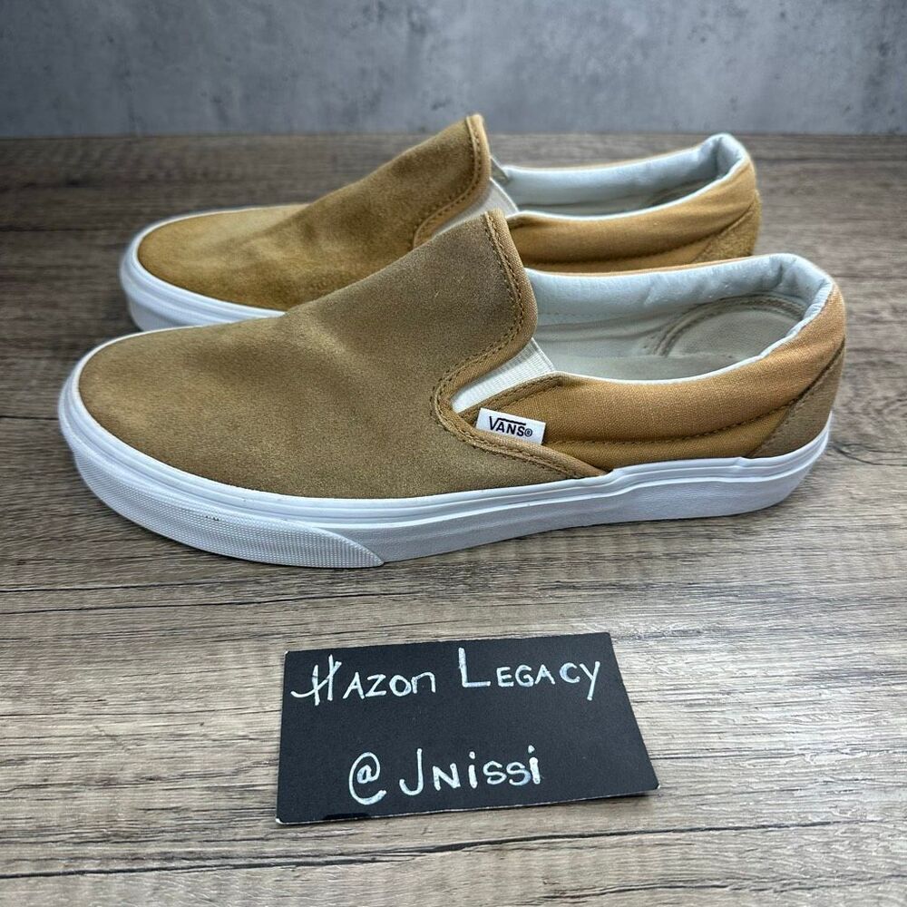 Vans~Women's~Camel Suede/Cloth Classic Slip On Sneakers~Size 7.5